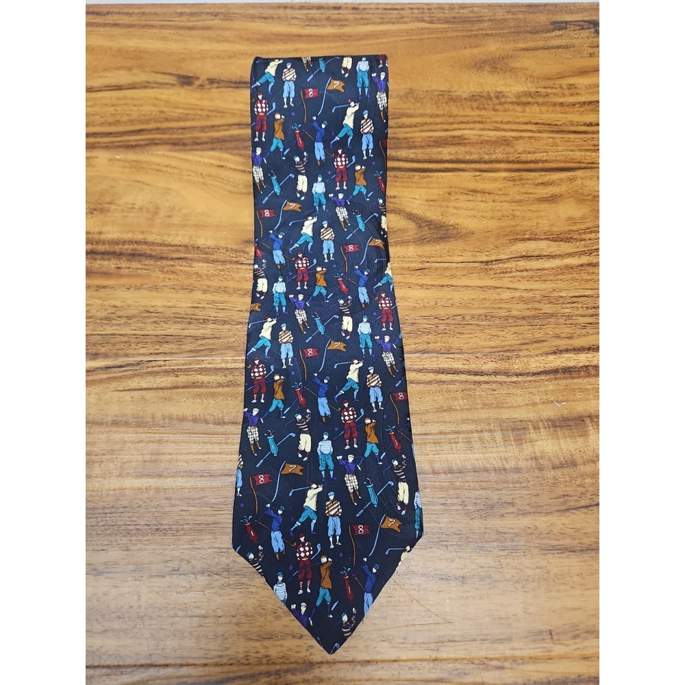 Vintage Men's Necktie Savvy 100% Silk Golf Themed Made In USA